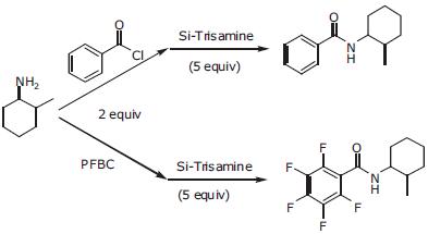 Si-Trisamineを用いた酸塩化物の典型的な反応式